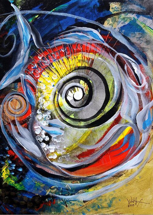 #catfish #cat #fish #art #fishart #artfish #salvador #dali #surrealism #salvadordali #scarpace #abstract #painting #fishing #catfishing #color Greeting Card featuring the painting Salvador Dali Catfish by J Vincent Scarpace