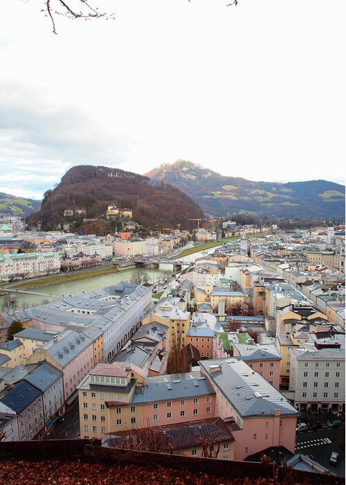 Scenics Greeting Card featuring the photograph Salzburg Rooftops And Mountain Range by Cultura Exclusive/jesper Mattias