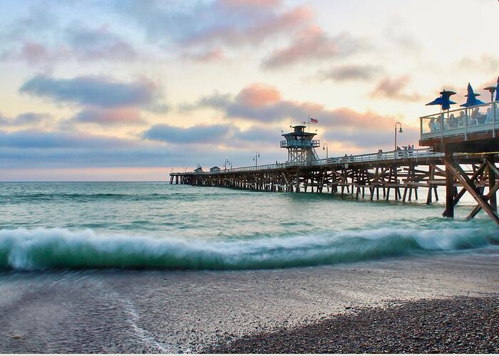 San Clemente Greeting Card featuring the photograph A San Clemente Pier Evening by Brian Eberly