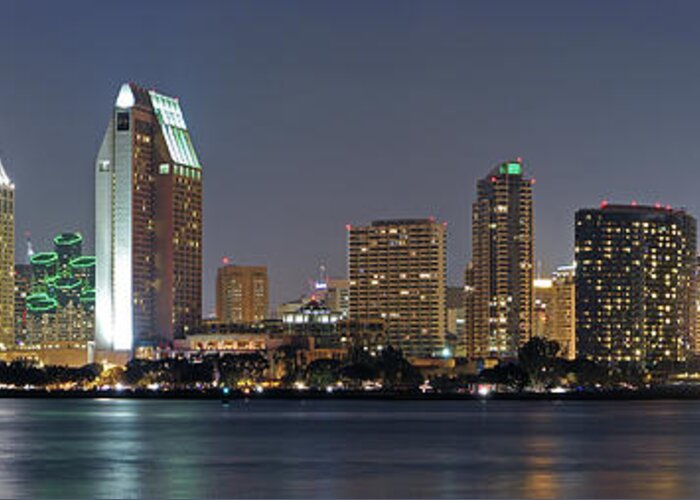 Panoramic Greeting Card featuring the photograph San Diego Skyline by Photographed By Christopher James Botham