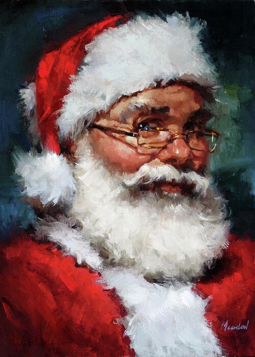 Santa Greeting Card featuring the painting Santa by Meadowpaint