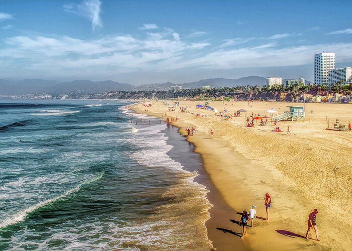 Santa Monica Greeting Card featuring the painting Santa Monica Beach by Christopher Arndt