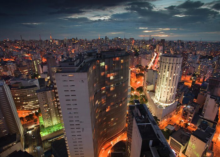 Avenue Greeting Card featuring the photograph Sao Paulo At Night by Brasil2
