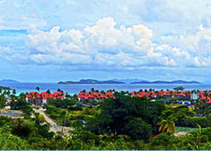 Tropical Greeting Card featuring the photograph Sapphire Panorama by Climate Change VI - Sales