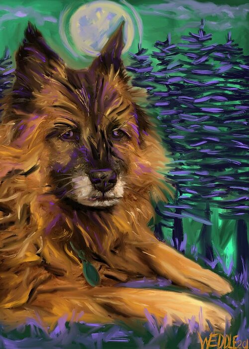 Dog Greeting Card featuring the digital art Sasha by Angela Weddle