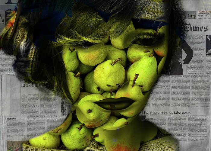 Woman Greeting Card featuring the digital art Say it with pears by Gabi Hampe