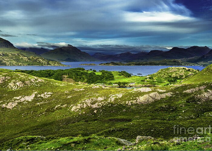 Agriculture Greeting Card featuring the photograph Scenic Coastal Landscape With Remote Village Around Loch Torridon And Loch Shieldaig In Scotland by Andreas Berthold