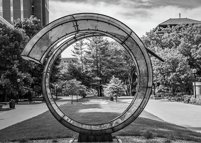 . Big Ten Campus Greeting Card featuring the photograph Sculture at University of Michigan by John McGraw