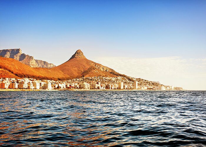 Water's Edge Greeting Card featuring the photograph Sea View Of Lions Head And Cape Town by Clicknique