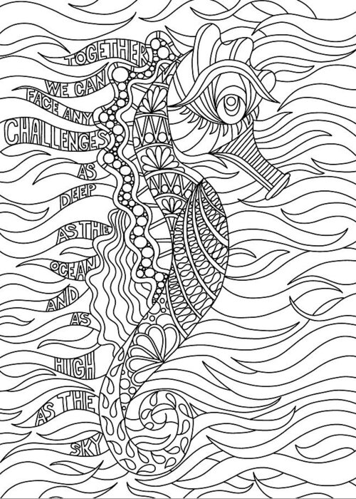 Seahorse Greeting Card featuring the drawing Seahorse by Kathy G. Ahrens