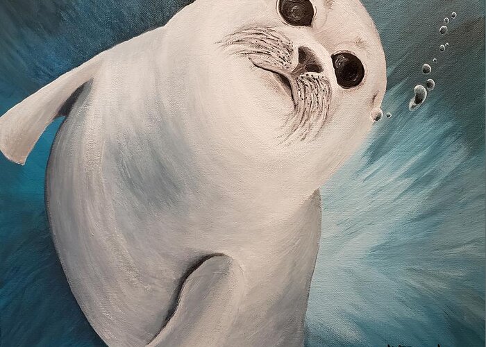 Seal Greeting Card featuring the painting Seal pup by Kathlene Melvin
