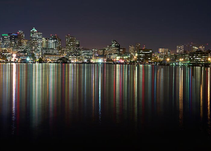 Tranquility Greeting Card featuring the photograph Seattle Skyline Reflected In Lake Union by Stephen Kacirek