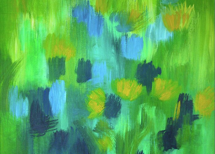 Seedtime Greeting Card featuring the painting Seedtime Green by Julia Underwood