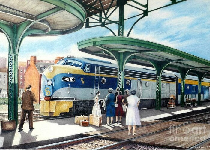 Train Greeting Card featuring the drawing Sentimental Journey by David Neace