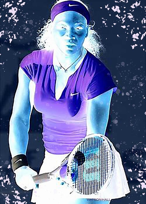 Serena Williams Greeting Card featuring the digital art Serena - Ready to Go - Negative by Marlene Watson