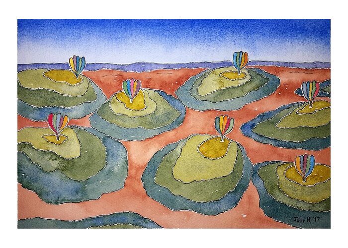 Watercolor Greeting Card featuring the painting Seven Hill Lore by John Klobucher