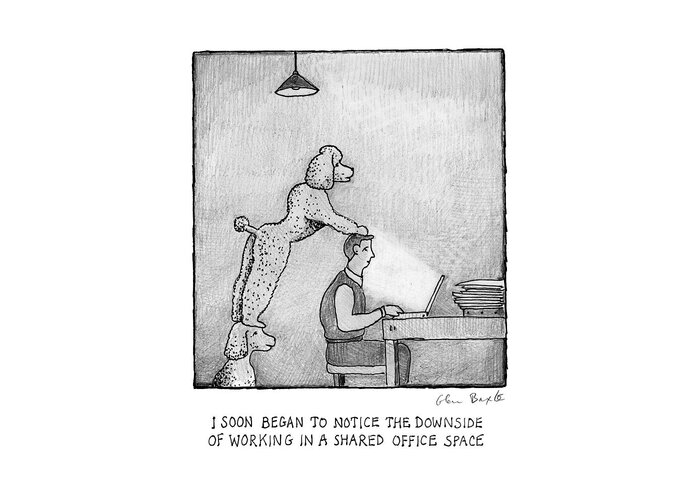 Captionless Greeting Card featuring the drawing Sharing An Office by Glen Baxter