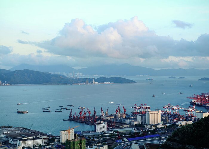 Tranquility Greeting Card featuring the photograph Shenzhen Bay And Shekou Port by Wilson.lau
