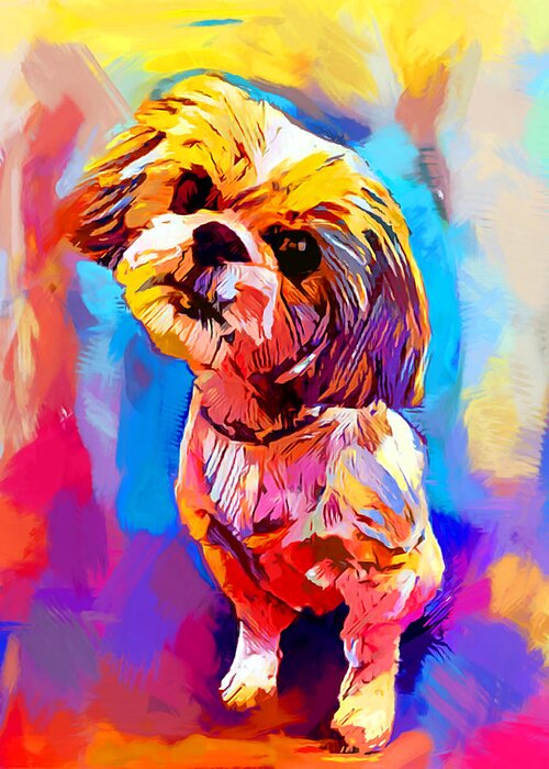 Shih Tzu Greeting Card featuring the painting Shih Tzu 4 by Chris Butler