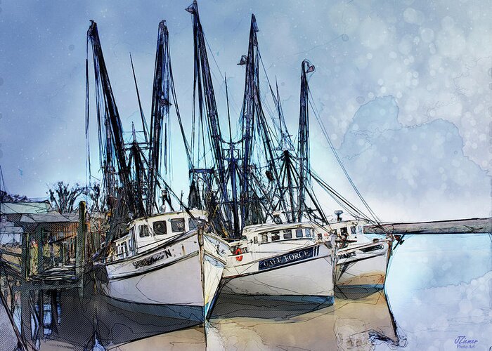 Boats Greeting Card featuring the photograph Shrimp Boats at Darien by Jim Ziemer