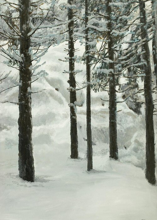 Winter Landscape Greeting Card featuring the painting Silence by Hans Egil Saele