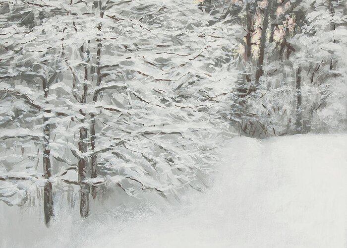 Art Greeting Card featuring the painting Silent Snow by Hans Egil Saele