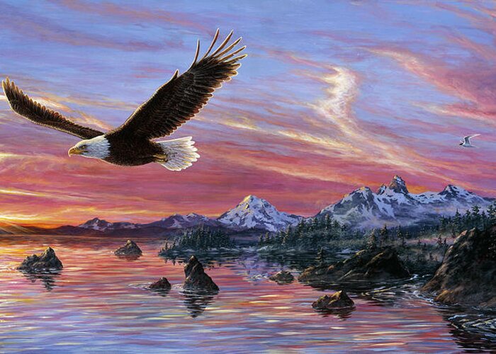 Silent Wings Of Freedom Greeting Card featuring the painting Silent Wings Of Freedom by Jeff Tift
