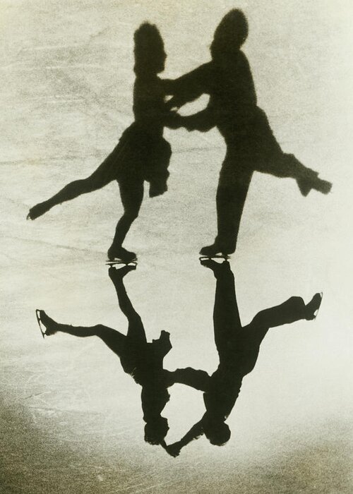 Shadow Greeting Card featuring the photograph Silhouette Of Couple Ice Skating by Fpg