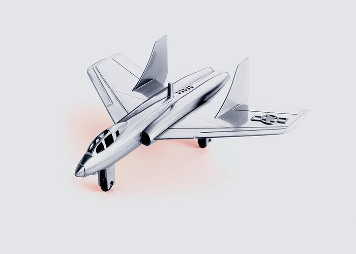 Air Force Greeting Card featuring the drawing Silver Air Force Fighter Plane by CSA Images