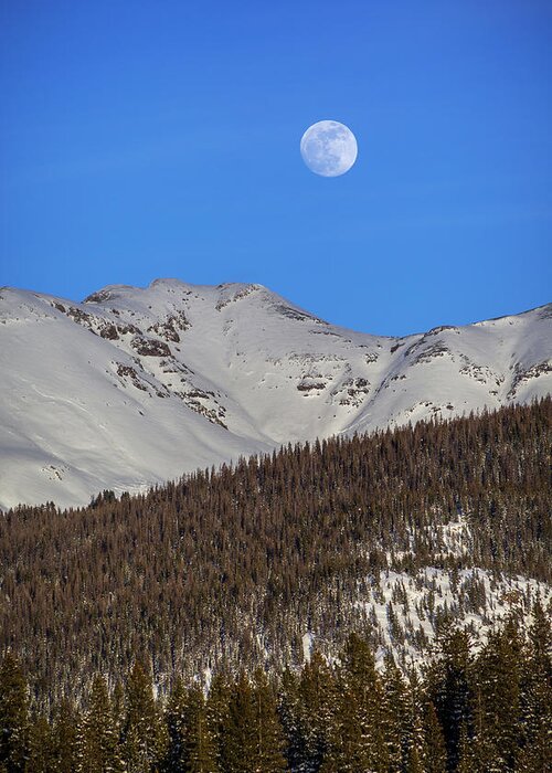 Moon Greeting Card featuring the photograph Silverton Moon by Jen Manganello