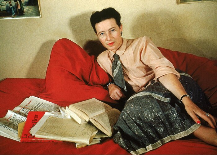 20th Century Greeting Card featuring the photograph Simone De Beauvoir by Gisele Freund