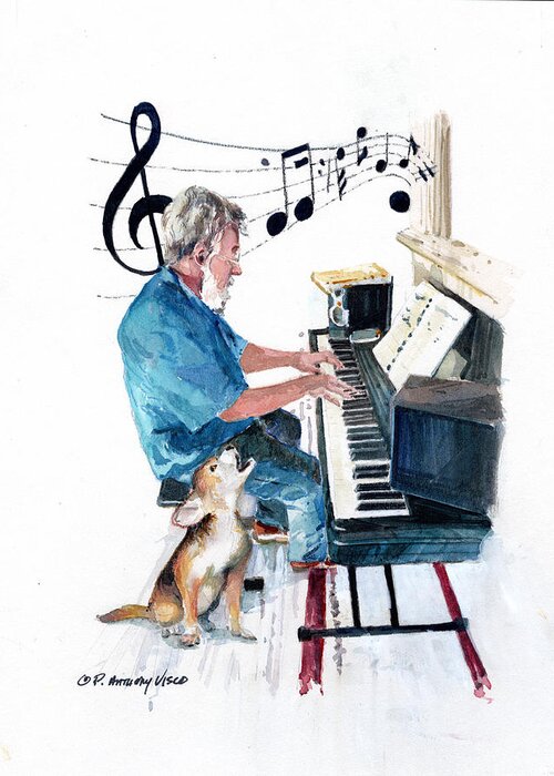 Plymouth Ma Artist Greeting Card featuring the painting Sing along with Dobby by P Anthony Visco