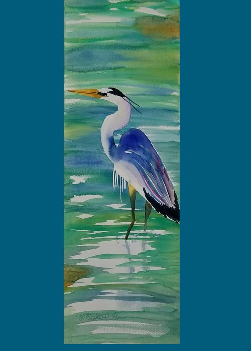 Blue Heron Greeting Card featuring the painting Sir Blue by Ann Frederick