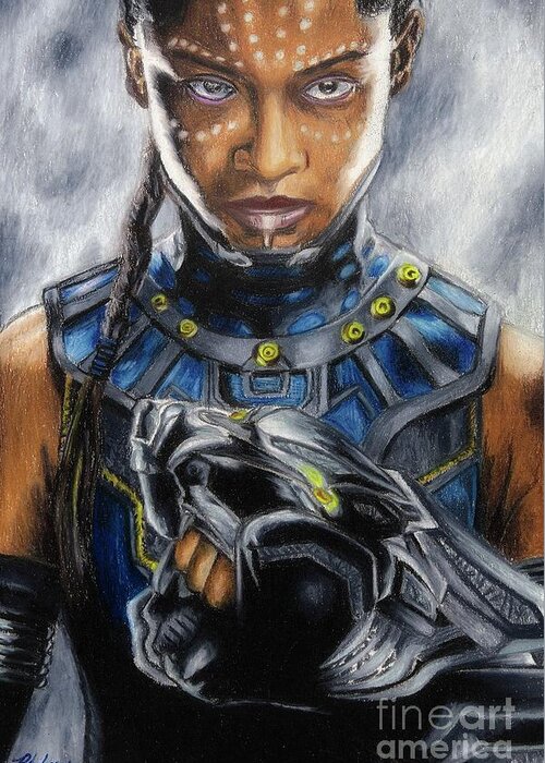 Black Panther Greeting Card featuring the drawing Sister of the Panther by Philippe Thomas