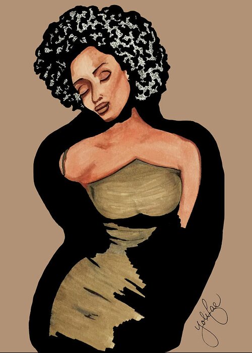 Black Greeting Card featuring the mixed media Sistah by Yoli Fae