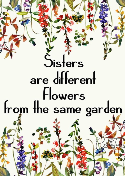 Sisters Quote Greeting Card featuring the mixed media Sisters 2 by Colleen Taylor