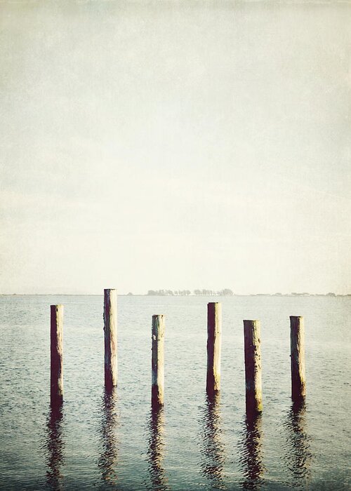 Ocean Greeting Card featuring the photograph Six Pilings by Lupen Grainne