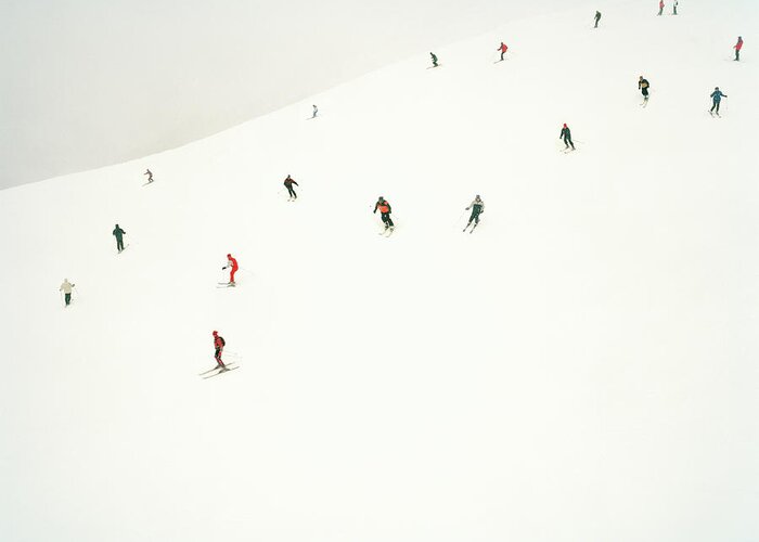 People Greeting Card featuring the photograph Skiers On Slopes by Tim Macpherson