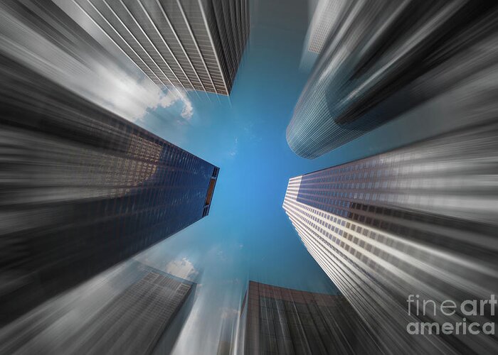 Houston Greeting Card featuring the photograph Skyscrapers in Motion by Raul Rodriguez