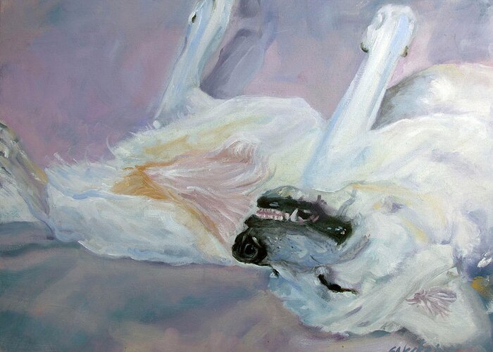 Dog Greeting Card featuring the painting Sleeping Boy by Sheila Wedegis