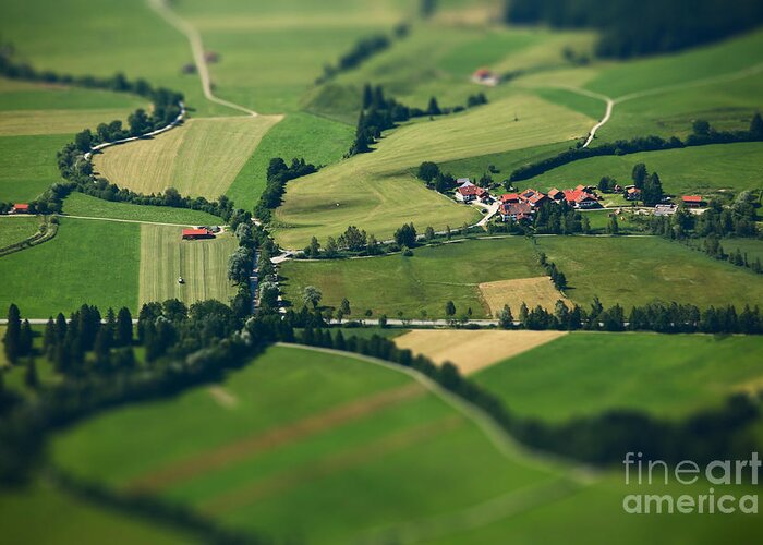 Roof Greeting Card featuring the photograph Small Bavarian Village In A Fields by Dudarev Mikhail