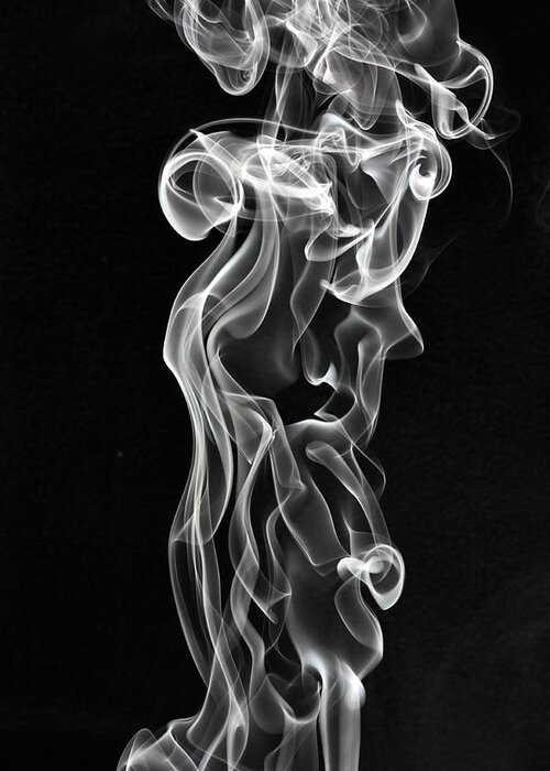 Curve Greeting Card featuring the photograph Smoke Rising On A Black Background by Joshuaholder
