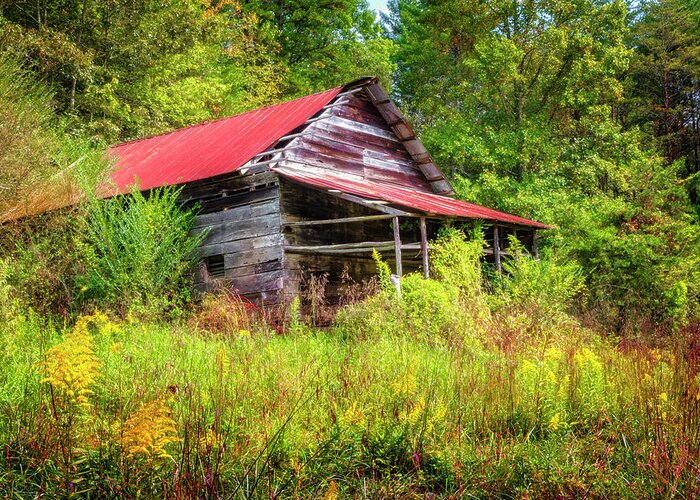 Appalachia Greeting Card featuring the photograph Smoky Mountain Barn on an Autumn Afternoon by Debra and Dave Vanderlaan