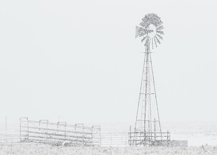 Kansas Greeting Card featuring the photograph Snow and Windmill 03 by Rob Graham