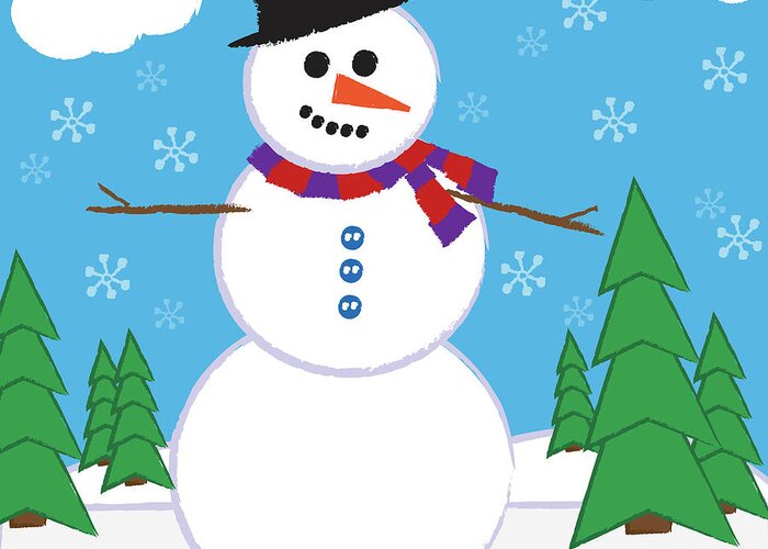 Snowman Greeting Card featuring the digital art Snowman 1 by Melanie Parker