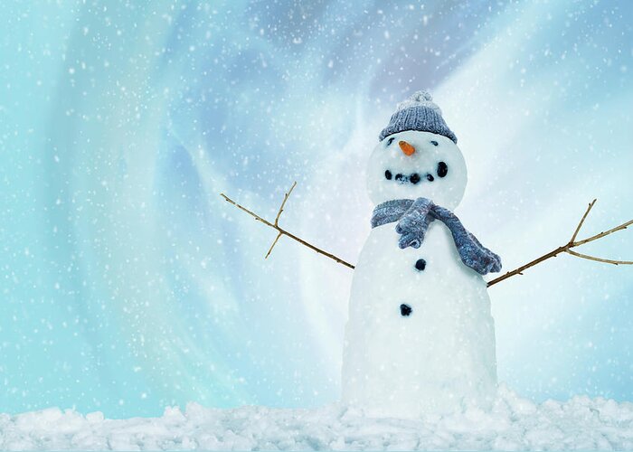 England Greeting Card featuring the photograph Snowman With Arms Open by Gandee Vasan