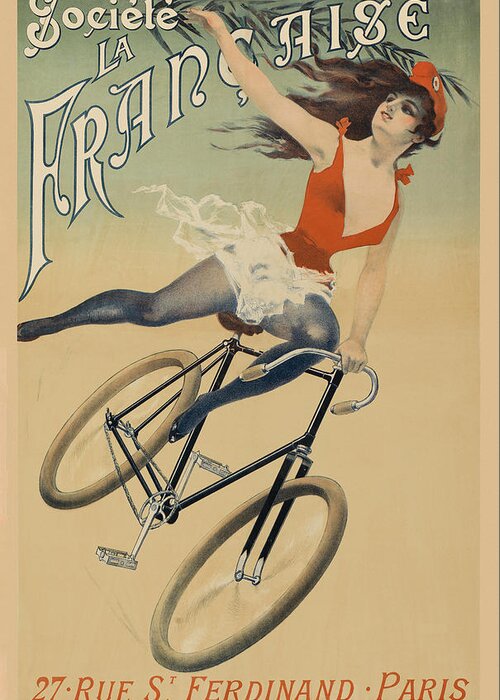 Bicycle Greeting Card featuring the painting Socit la Franaise by Pal