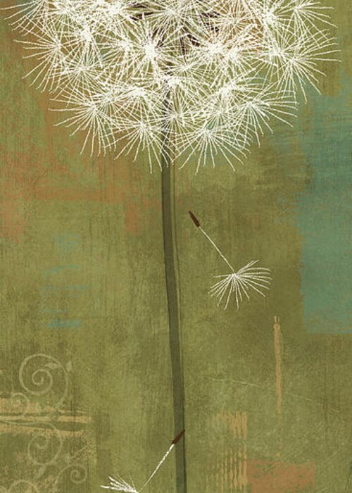 Dandelions Greeting Card featuring the mixed media Soft Breeze I by Veronique