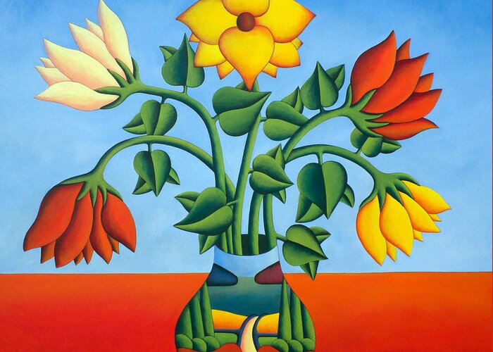 Flowers Greeting Card featuring the painting Softvase with flowers by Alan Kenny