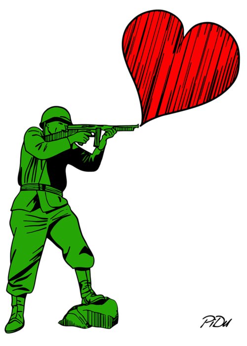 Military Greeting Card featuring the digital art Soldier of Love by Piotr Dulski
